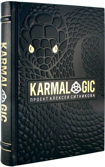 The leather-bound book "Karmalogic" by A.Sitnikov