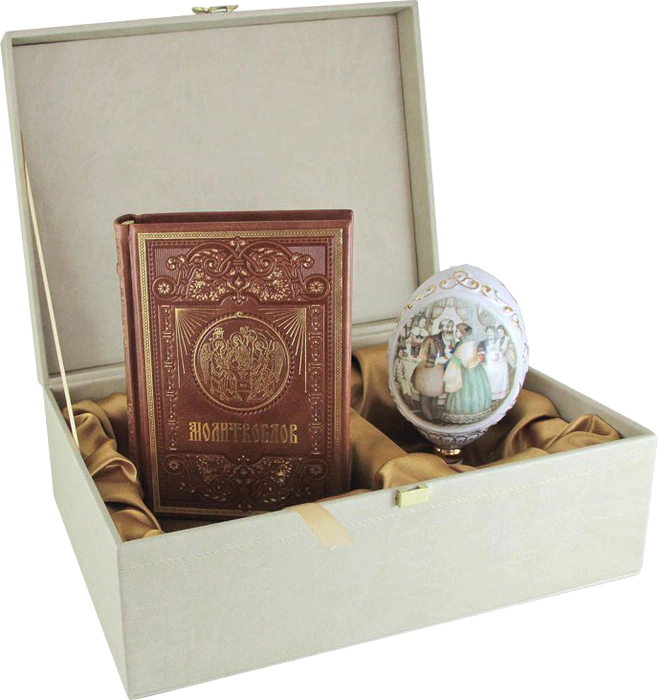 Religious set: Prayer book, majolica "Easter Egg"