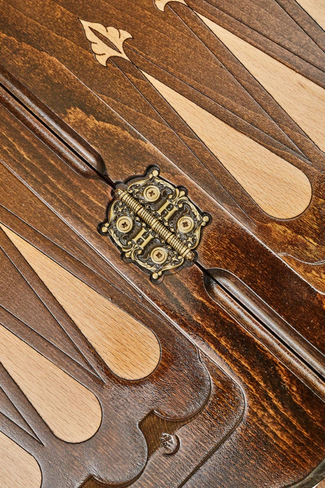 Carved beech backgammon "Coat of Arms of the Russian Federation 3" with bronze