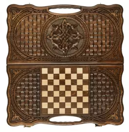 Нарды резные "Армянский узор 11" с ручкой 60, Haleyan