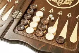Нарды резные "Армянский узор 11" с ручкой 60, Haleyan