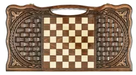 Нарды резные "Армянский узор 11" с ручкой 60, Haleyan