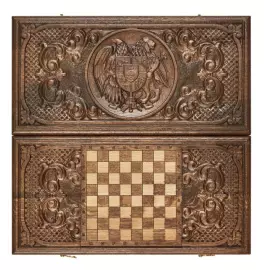 Резные нарды из бука "Герб Армении 2"