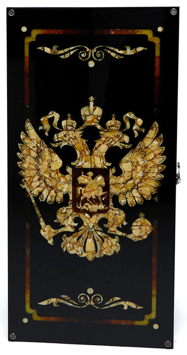 Backgammon made of amber "Coat of Arms of the Russian Federation"