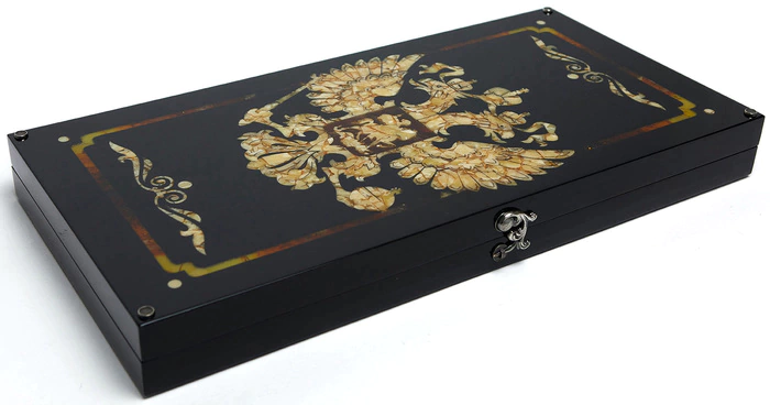 Backgammon made of amber "Coat of Arms of the Russian Federation"