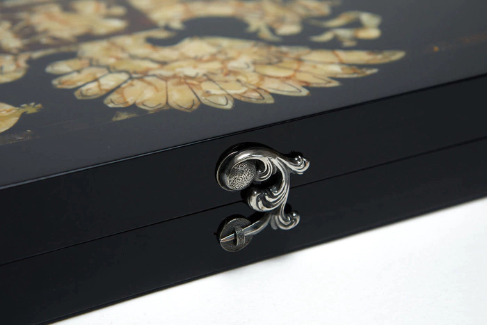 Backgammon made of amber "Coat of Arms of the Russian Federation"