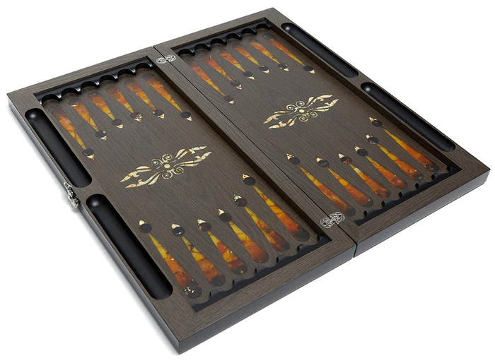 Backgammon made of amber "Coat of Arms of the Russian Federation"