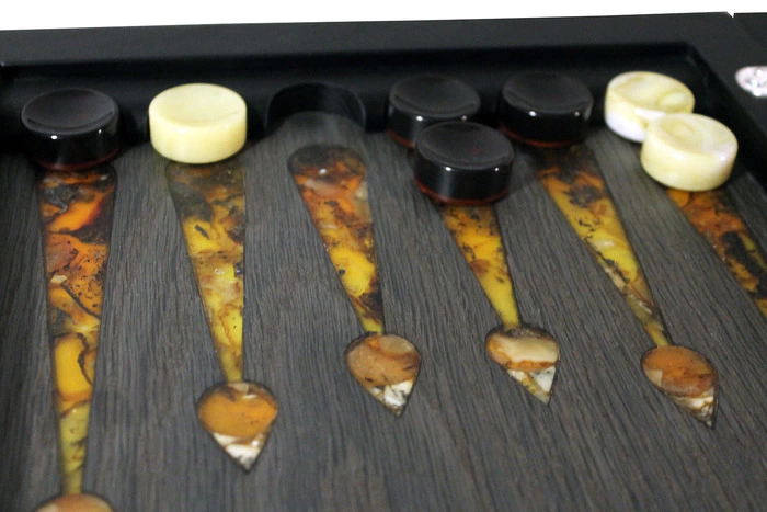 Backgammon made of amber "Coat of Arms of the Russian Federation"