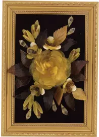 Amber panel "Rose" (18 cm, bordeaux color, "gold")