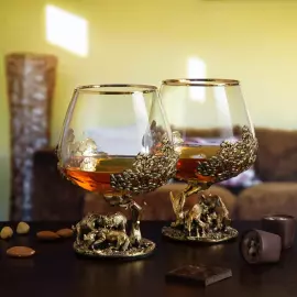 Набор из двух бокалов для коньяка "Волки"