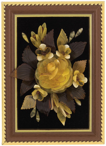 Amber panel "Rose" (18 cm, bordeaux color, "wood, gold")