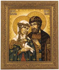 Икона из янтаря "Петр и Феврония"