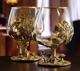 Набор бокалов для коньяка "Охота на Медведя и Уток"