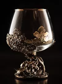 A set of cognac glasses "Three Bears" in a wooden box