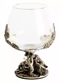 A set of glasses for cognac "Wolves" in a gift box