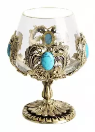 Бокал для коньяка с бирюзой