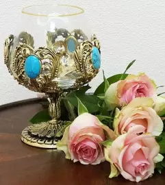 Бокал для коньяка с бирюзой
