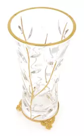 Ваза для цветов прозрачная с золотым декором