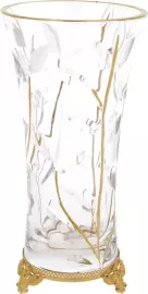Ваза для цветов прозрачная с золотым декором