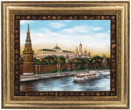 Картина из янтаря "Москва. Утро"