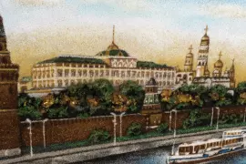 Картина из янтаря "Москва. Утро"