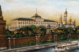 The amber painting "Moscow. Morning"