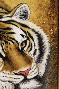 Amber painting "Resting Tiger"