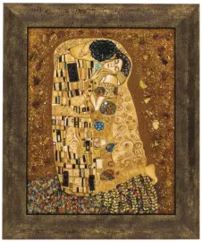 Картина из янтаря "Густав Климт. Поцелуй" средняя