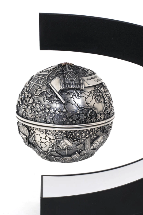 Silver Christmas tree ball "Cosmos"