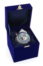 Серебряный елочный шар "Ангелок" с эмалью