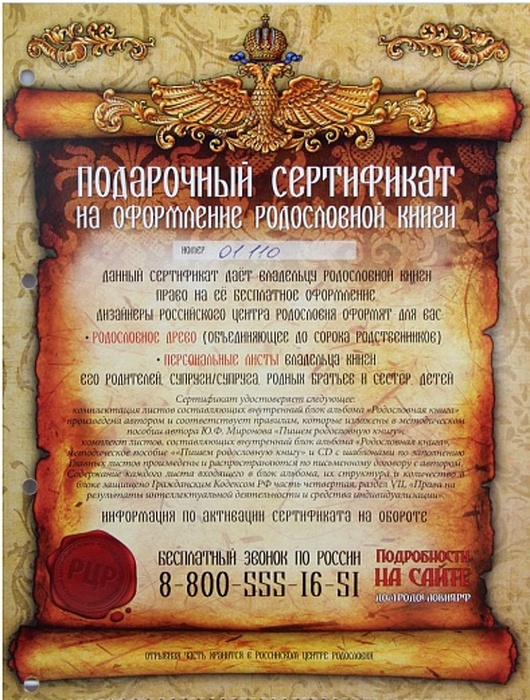 Родословная книга "Благословение" с картинкой в картонной коробке