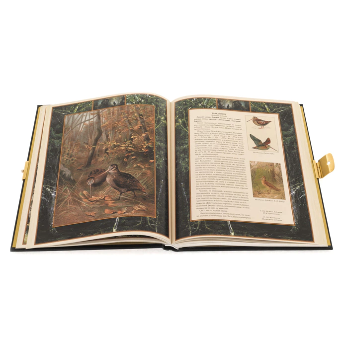 Leather-bound book and salary "Russian hunt" in a box, Zlatoust