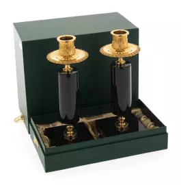 Подсвечники из черного нефрита и бронзы