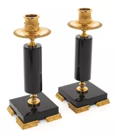 Подсвечники из черного нефрита и бронзы