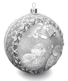 Silver Christmas ball "Bullfinches"
