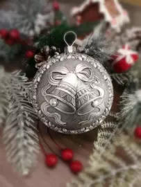 Silver Christmas tree ball "Bells"