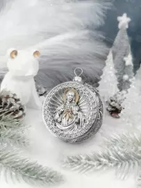 Silver Christmas ball "Savior"