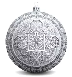Серебряный елочный шар "Казанская Богородица" с позолотой