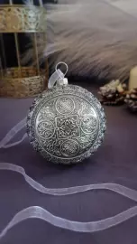 Серебряный елочный шар "Казанская Богородица" с позолотой