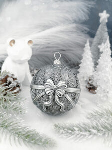 Silver Christmas tree ball "Winter Fairy Tale"