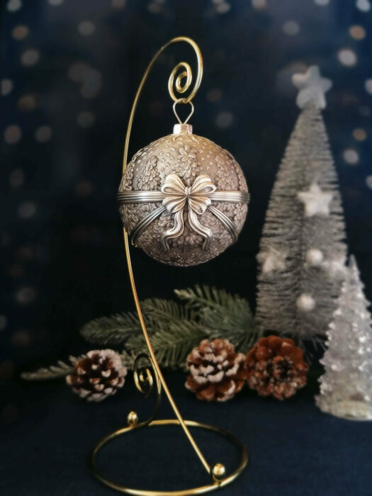 Silver Christmas tree ball "Winter Fairy Tale"