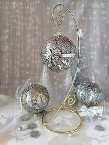 Silver Christmas tree ball "Winter Fairy Tale"