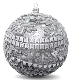 Серебряный елочный шар "Счастливое детство" с позолотой и эмалью