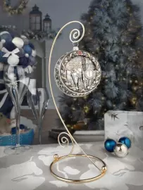 Серебряный елочный шар "Ностальгия" с позолотой и эмалью