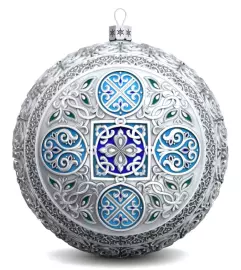 Серебряный елочный шар "Ангелок" с эмалью