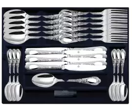 Серебряный столовый набор "Фамильный": вилка, ложка, нож, чайная ложка