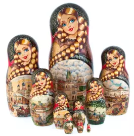 Матрёшка на 10 мест "Белокаменная" 35 см