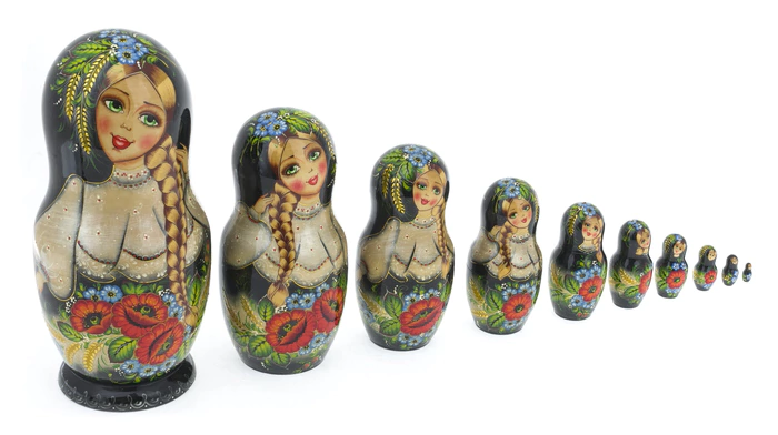 Matryoshka doll for 10 places "Flowers" (31 cm)