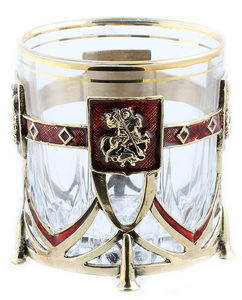 A set of glasses for whiskey "George the Victorious" and "Russia" in a wooden box