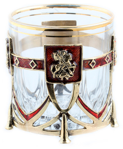 Whiskey set "George the Victorious" for 2 persons, in a wooden box